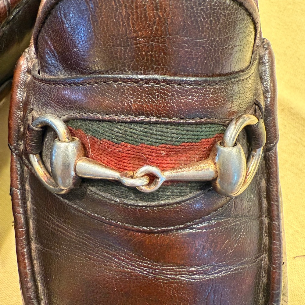 GUCCI MEN'S VINTAGE BROWN LEATHER HORSEBIT LOAFERS SIZE 10.5